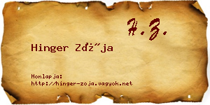 Hinger Zója névjegykártya